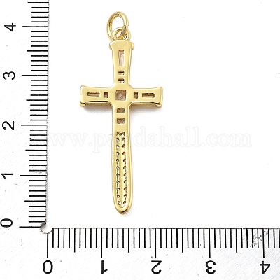 Настоящие 18к позолоченные латунные подвески с микропаве и кубическим цирконием KK-L209-101G-01-1