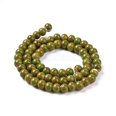 Фарфоровые бусины&nbsp;PORC-L019-6mm-10-1