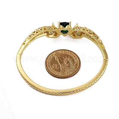 Браслеты с подвесками из латуни с микропаве из кубического циркония BJEW-H624-03G-1