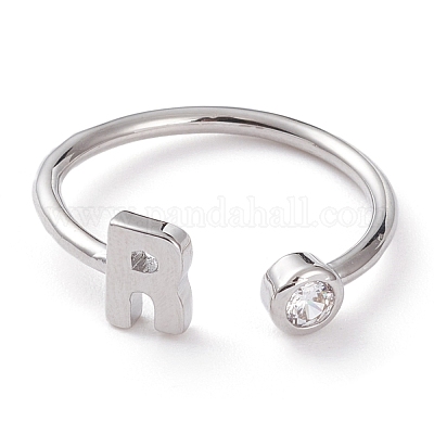 Латунные кольца из манжеты с прозрачным цирконием RJEW-Z005-R-P-1