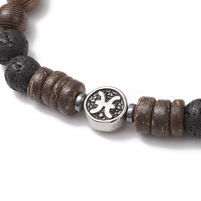 12шт 12 созвездия из дерева венге и натуральной лавы BJEW-JB11828-1