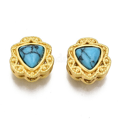 Синтетические бирюзовые бусины с 4 отверстием KK-S310-38A-1