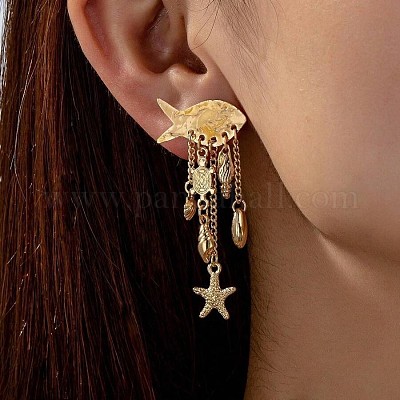 Серьги-гвоздики в форме ракушки из нержавеющей стали 304 с морской тематикой FS-WGD34F1-06-1