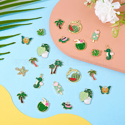 48шт 12 стиля подвески из сплава с эмалью ENAM-TA0002-95C-1