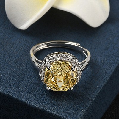 925 серебряное кольцо с кубическим цирконием в микропаве RJEW-B134-01B-01-1