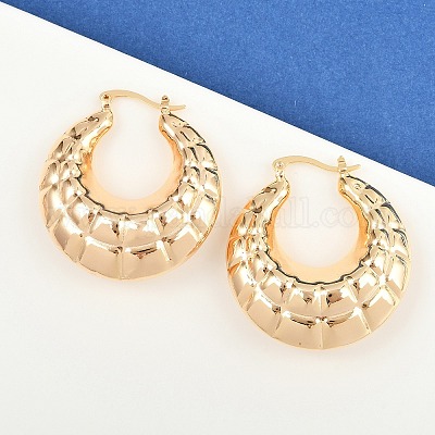 Латунные серьги обруча EJEW-H168-07G-1
