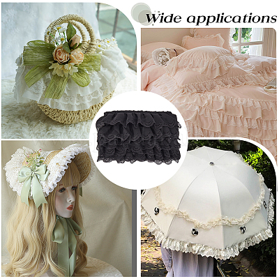 3-слойная плиссированная шифоновая отделка цветочным кружевом OCOR-GF0003-26A-1