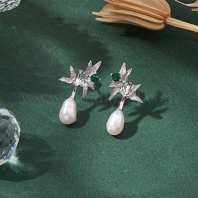 Натуральные жемчужные ушные шпильки EJEW-P286-19P-1