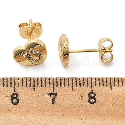 Серьги-гвоздики из латуни с микропаве из прозрачного кубического циркония EJEW-K299-01G-D-1