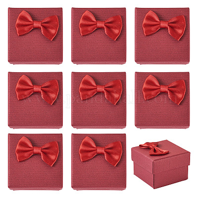 Квадратные картонные бумажные подарочные коробки для хранения колец CON-TAC0001-17G-1