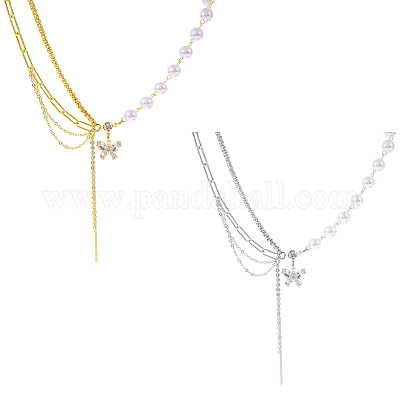 2 шт. 2-цветный сплав кристаллов горного хрусталя бабочка кулон ожерелье NJEW-HY0001-30-1