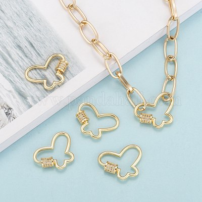 Латунь микропаве кубический цирконий винт карабин подвески с замком KK-I657-15G-1