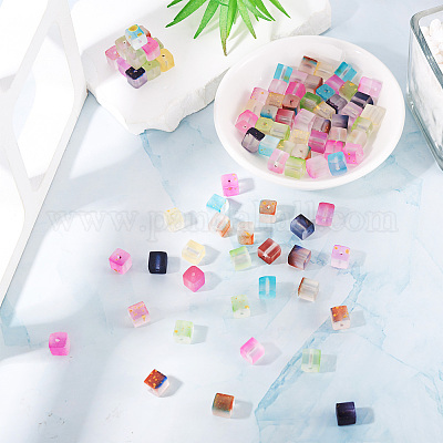 100 шт. 10-х цветные матовые стеклянные бусины с золотистой блестящей пудрой DGLA-TA0001-33-1