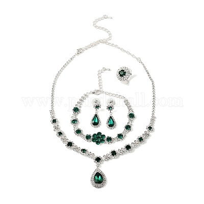 Браслеты из сплава со стразами в форме капли SJEW-M102-02S-01-1