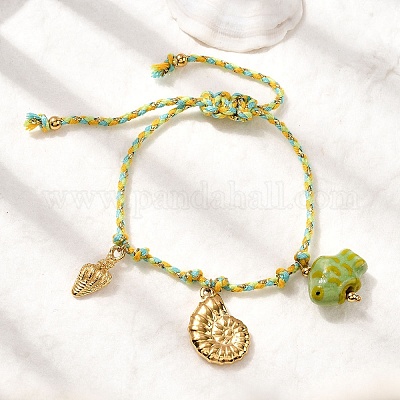 Браслеты с подвесками в форме ракушки из нержавеющей стали 304 BJEW-K237-19G-1