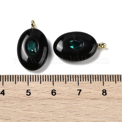 Подвески из натурального обсидиана и кубического циркония G-Z076-01G-05-1