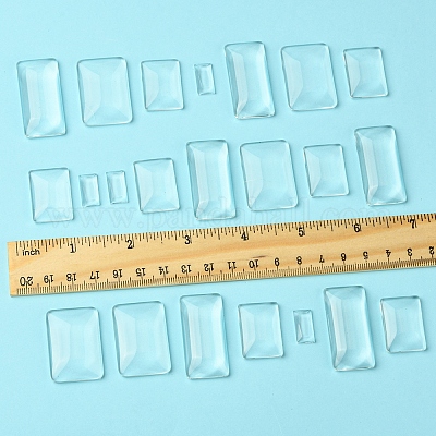 32 шт. 4 стиля прозрачных прямоугольных стеклянных кабошонов GGLA-FS0001-05-1