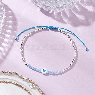 Латунные круглые бусины плетеные браслеты из бисера для женщин BJEW-JB11718-01-1