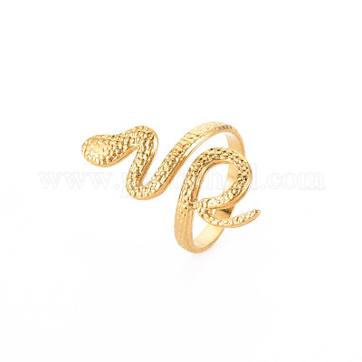 Ионное покрытие (ip) 304 нержавеющая сталь змея широкое открытое кольцо-манжета для женщин X-RJEW-S405-160G-1