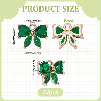 12 шт. латунные стеклянные подвески KK-PH0013-43B-1