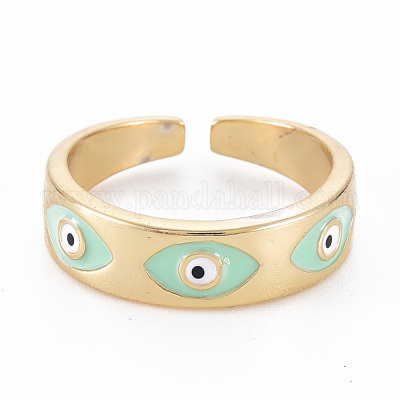 Настоящие позолоченные кольца-манжеты из латуни 16k с эмалью RJEW-N037-001-NF-1