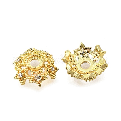 Звездные латунные колпачки с микропаве из кубического циркония KK-K300-05B-G-1