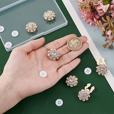 Застежка-кнопка с 1 отверстием из сплава и стразами BUTT-HY0001-18-1