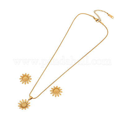 Комплекты из ожерелий и серег-гвоздиков из нержавеющей стали 304 FS-WGB7A35-03-1