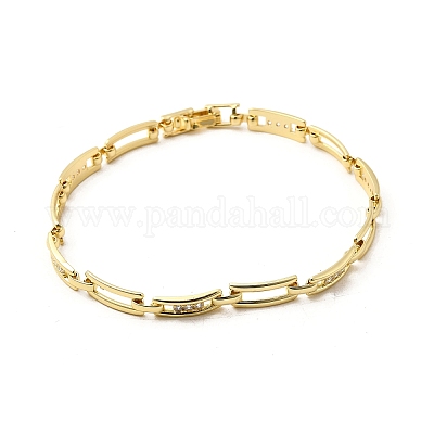 Латунные браслеты-цепочки с микропаве из прозрачных кубических цирконий для женщин BJEW-H630-02G-1