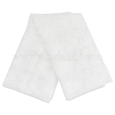 Кружевная ткань с цветочным узором и вышивкой из полиэстера AJEW-WH0314-261-1