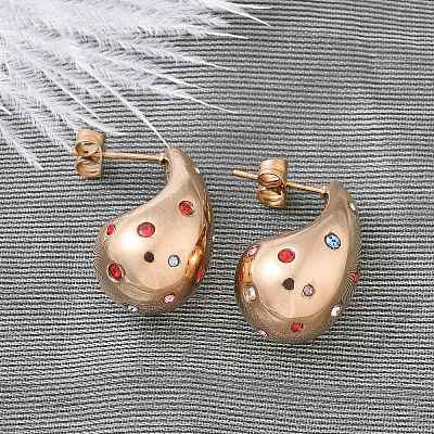 Серьги-гвоздики в форме капли из нержавеющей стали 304 EJEW-B108-05RG-B-1