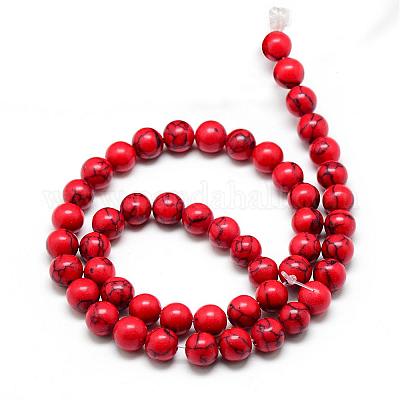 Окрашенные синтетические бирюзовые бусины&nbsp;G-T053-8mm-03-1