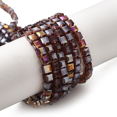 Стеклянные бусины с гальваническим покрытием  EGLA-D018-4x4mm-81-1