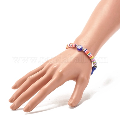 Браслет ручной работы из полимерной глины с бусинами хейши BJEW-JB07372-1