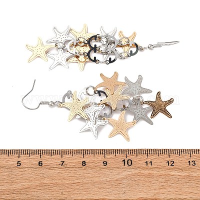 Серьги-подвески в виде морских звезд из нержавеющей стали 430 EJEW-A137-11M-1