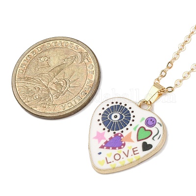 7 шт. ожерелье с подвесками из сплава с принтом NJEW-JN05515-1