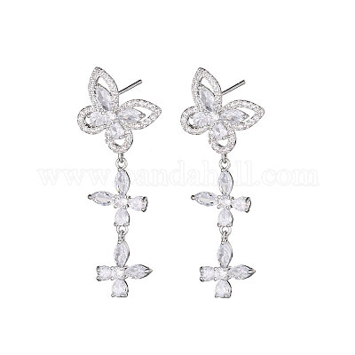 Серьги-гвоздики из латуни с прозрачным кубическим цирконием FS-WG3FB92-01-1