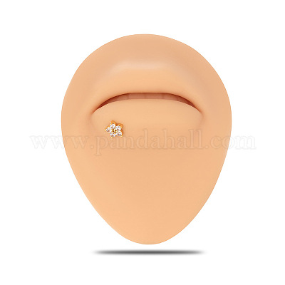 Лабреты из хирургической нержавеющей стали 316L с микропаве из прозрачного кубического циркония WG0766A-18-1