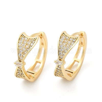 Серьги-кольца из латуни с прозрачным фианитом EJEW-Q016-01G-1