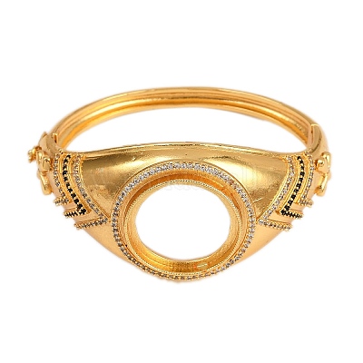 Латунные микропаве прозрачные и черные кубические цирконии шарнирные пустые основания браслета KK-Z122-11G-1