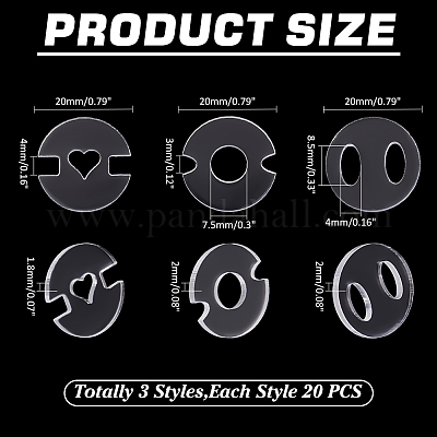 60шт 3 стиля акриловые помпоны для шапки пуговицы OACR-ME0001-19-1