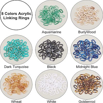 960 шт. 8 цвета акриловые соединительные кольца OACR-FH0001-030-1