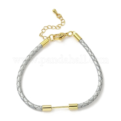 Изготовление браслета из плетеного круглого шнура из искусственной кожи толщиной 3 мм MAK-S075-01G-L-1