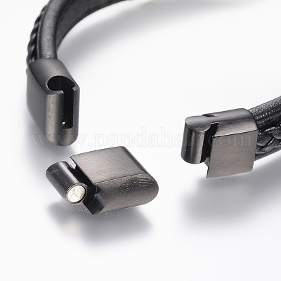 Плетеные браслеты шнур кожаный BJEW-H561-04C-1