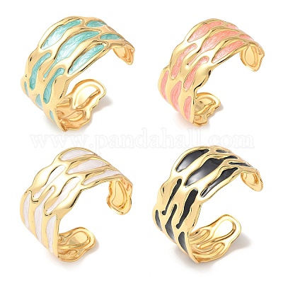 Браслеты-манжеты из нержавеющей стали 304 с эмалью для женщин BJEW-B159-04G-1