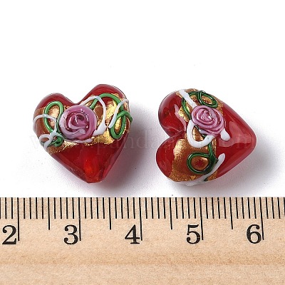 Бусины ручной работы золотой фольги стекла&nbsp;LAMP-K039-43-1