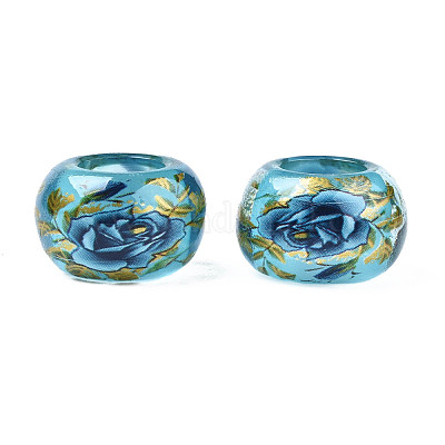 Прозрачные акриловые бусины с цветочным принтом TACR-S160-01-B01-1