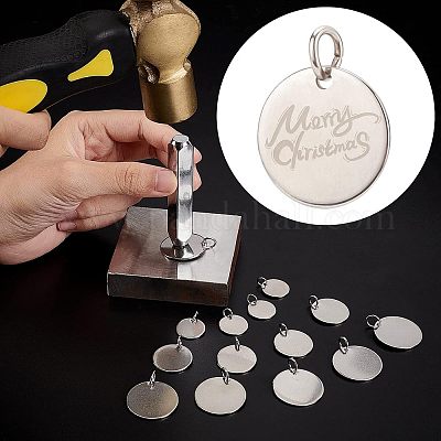 18 шт. 3 плоских круглых подвески из нержавеющей стали 201 STAS-NB0001-21-1