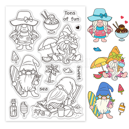 PandaHall Gnome Beach Pattern Clear Stamps DIY-WH0167-56-689-1