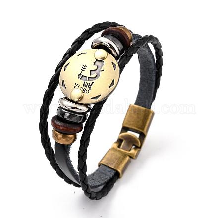 Bracelets rétro de multi-brins en cuir tressé avec cordon BJEW-L616-20D-1